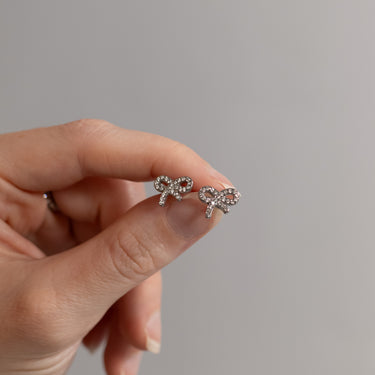 CZ Stone Bow Stud Earrings