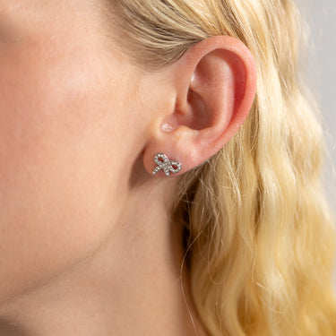 CZ Stone Bow Stud Earrings