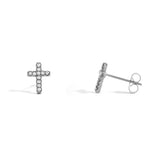 18K Gold PVD Stainless Steel Stone Cross Earrings