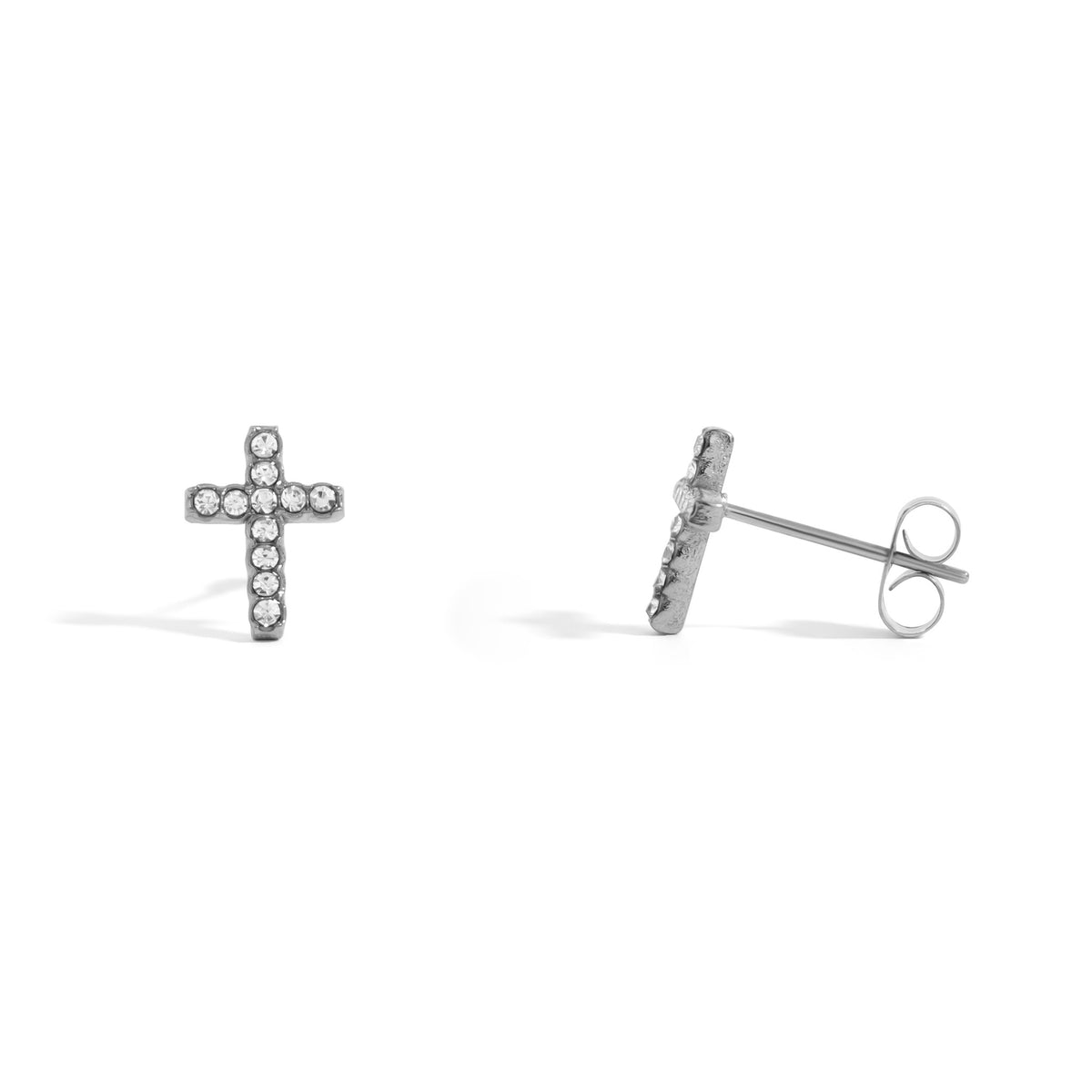 Cubic Zirconia Cross Drop Earrings - 925 Silver Filled, Hook Closure (New With Tags)