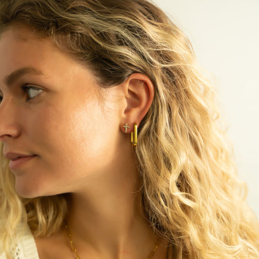 Oval Huggie Earrings, Stone Cross Earrings