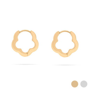 Gold hoop earrings on a white background