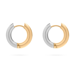 Gold & Silver Round Huggie Hoop Earrings
