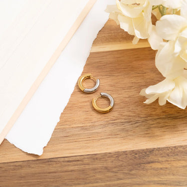 Gold & Silver Round Huggie Hoop Earrings