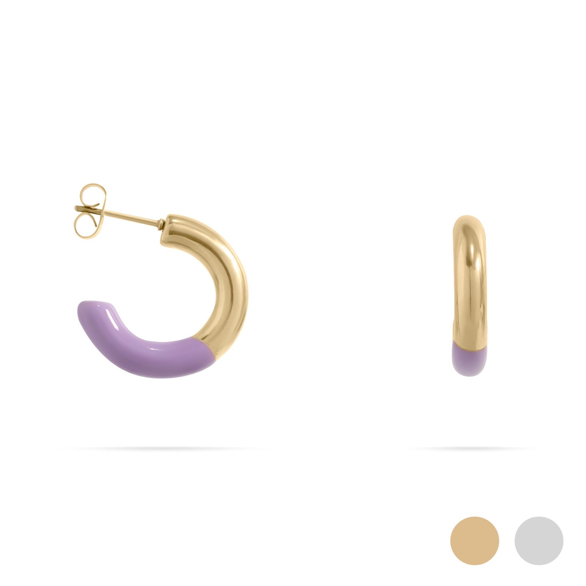 Purple Epoxy Huggie hoop Earrings