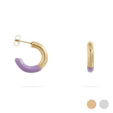 Purple Epoxy Huggie hoop Earrings