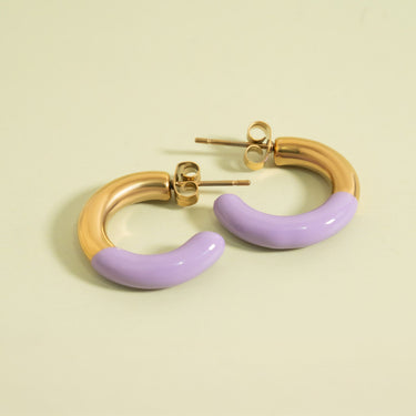 Purple Epoxy Huggie hoop Earrings
