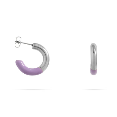 Purple Epoxy Huggie hoop Earrings