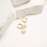 Gold Huggie Hoop with Freshwater Pearl Earring