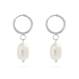 Silver Huggie Hoop with Freshwater Pearl Earring
