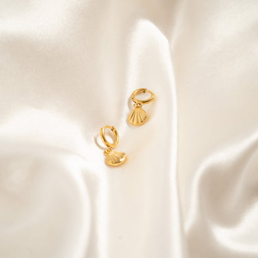 Gold Shell Huggie Hoop