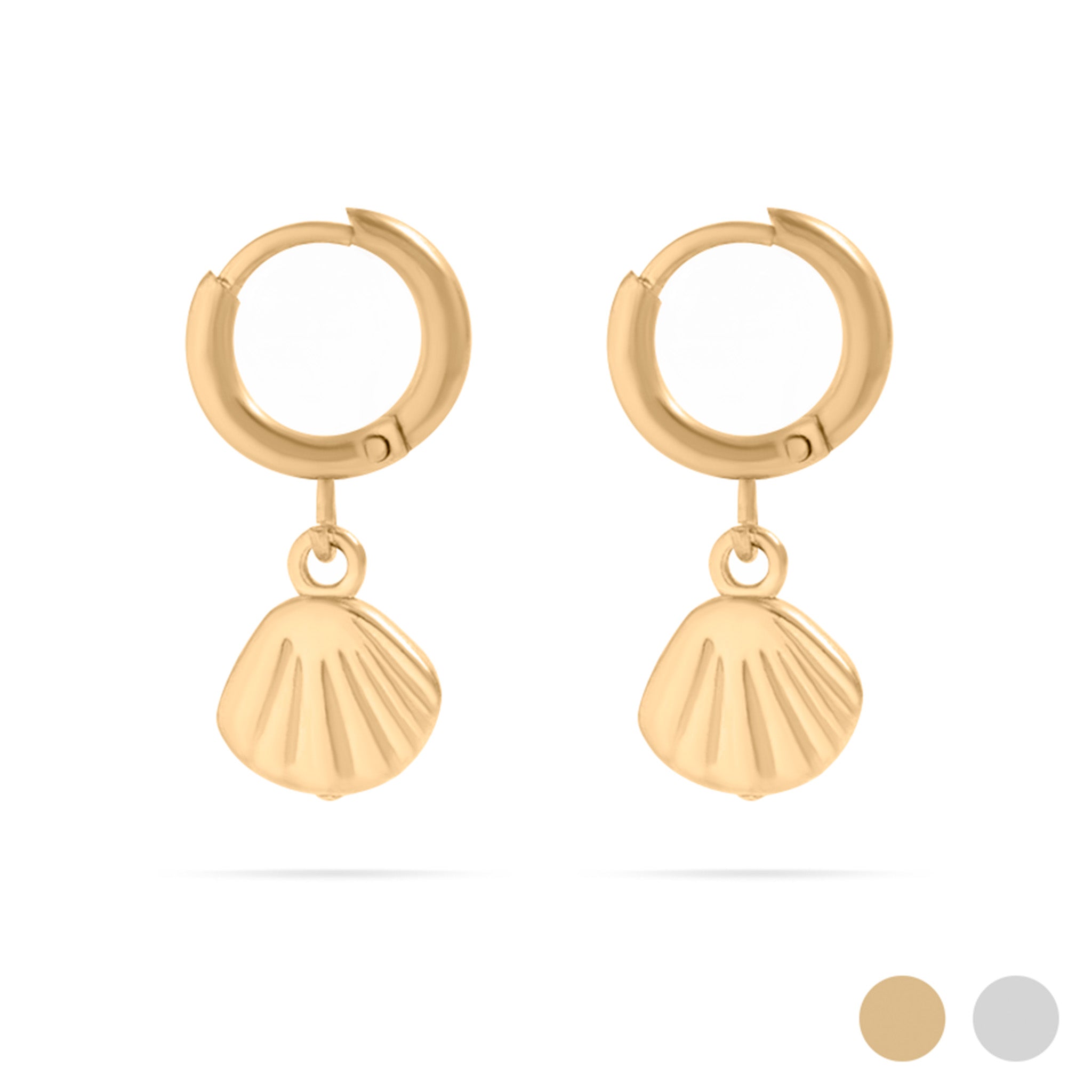 Gold Shell Huggie Hoop
