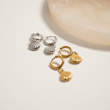 Sliver Gold Shell Huggie Hoop