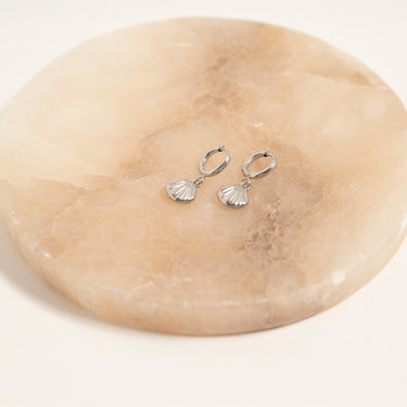 Silver Shell Huggie Hoop