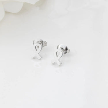 18K Gold PVD Stainless Steel Cancer Ribbon Stud Earring- stainless studio 