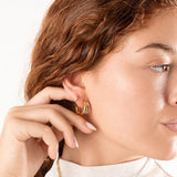 Wholesale jewelry 18K Gold PVD Stainless Steel Mixed Metal Side By Side Huggie Earrings- mixed metal model