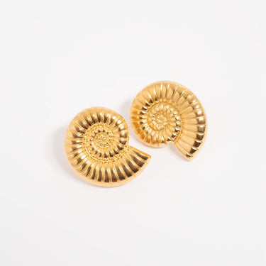 18K Gold PVD Stainless Steel Nautilus Stud Earring