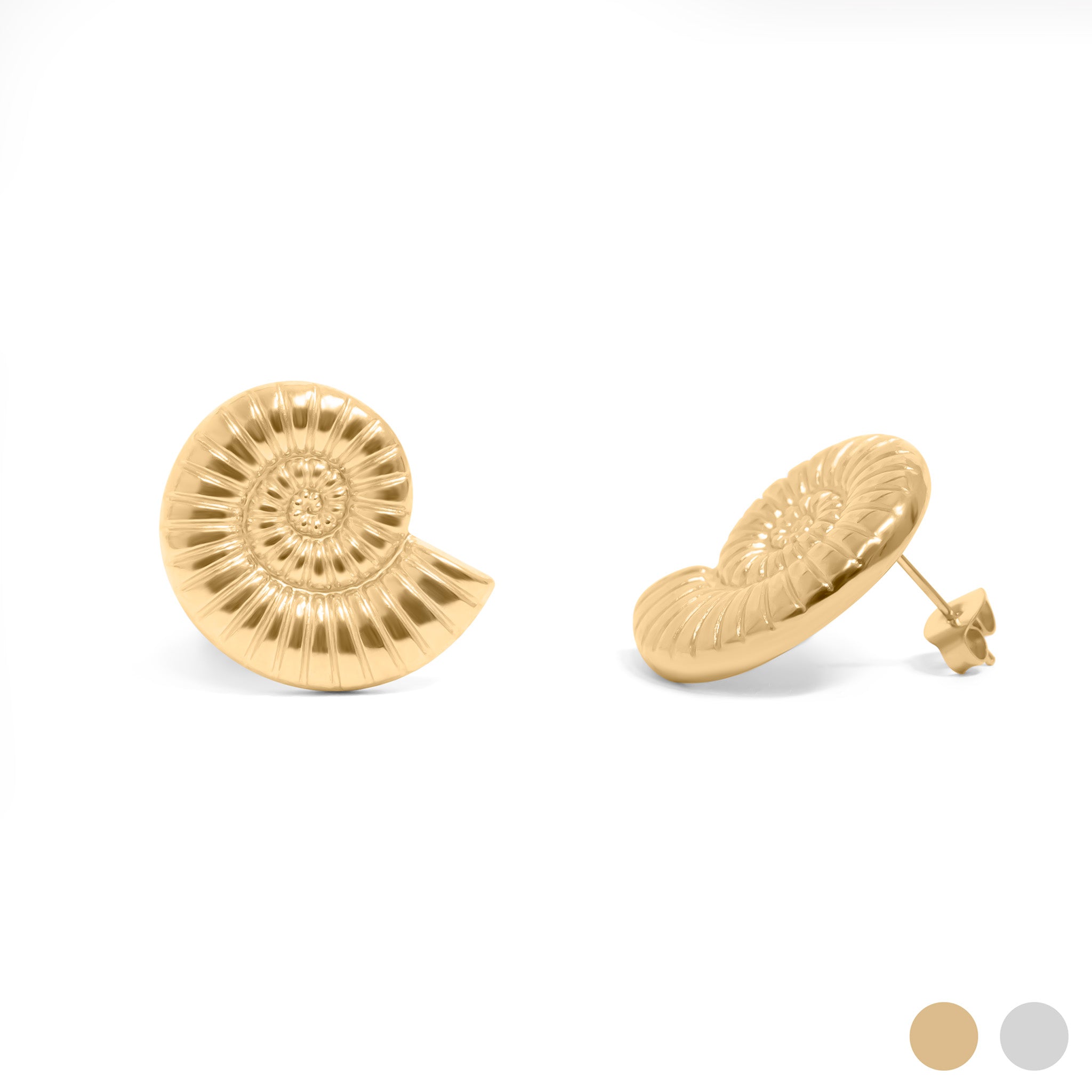 18K Gold PVD Stainless Steel Nautilus Stud Earring