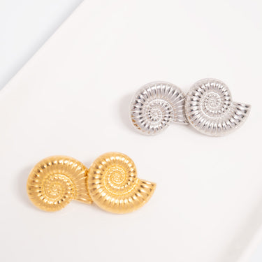 18K Gold PVD Stainless Steel Nautilus Stud Earring