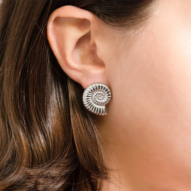 18K Gold PVD Stainless Steel Nautilus Stud Earring