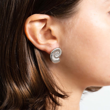 18K Gold PVD Stainless Steel Nautilus Stud Earring