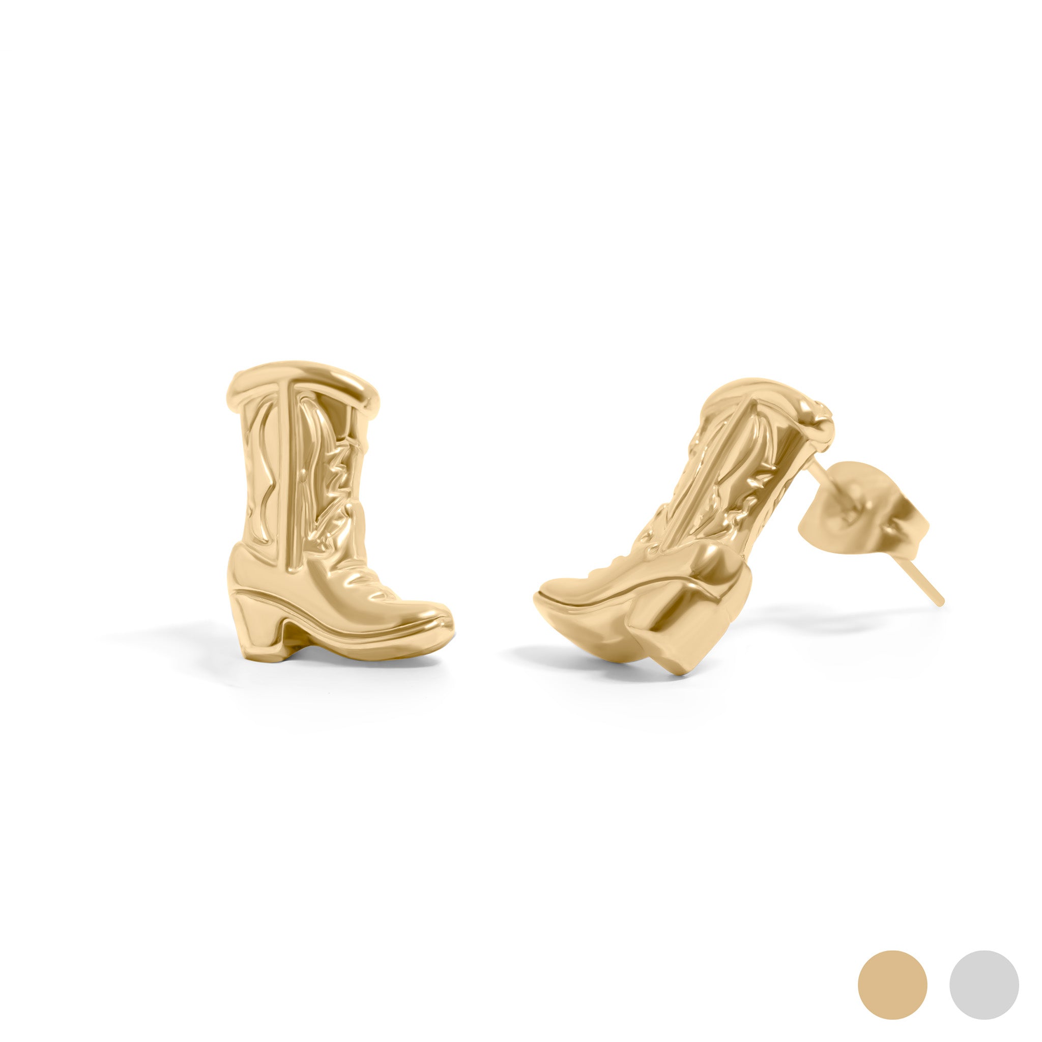 18K Gold PVD Stainless Steel Cowboy Boot Stud Earring