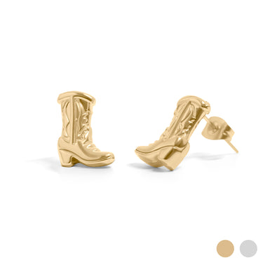 18K Gold PVD Stainless Steel Cowboy Boot Stud Earring