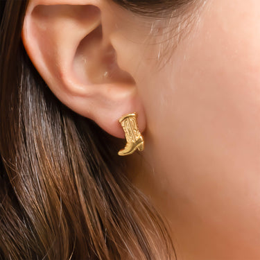18K Gold PVD Stainless Steel Cowboy Boot Stud Earring