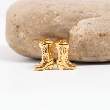 18K Gold PVD Stainless Steel Cowboy Boot Stud Earring