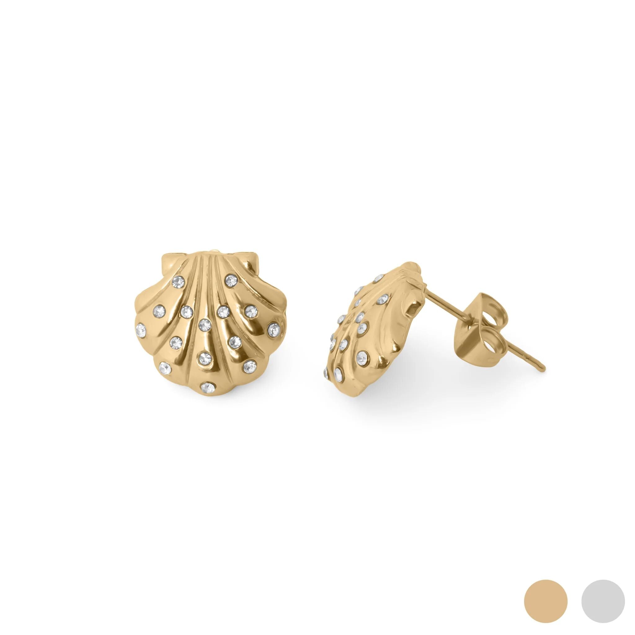 18K Gold PVD Stainless Steel Stone Shell Earring / ERJ0109