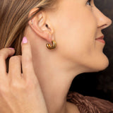 18K Gold PVD Stainless Steel Double Hoop Stud Huggie Earring