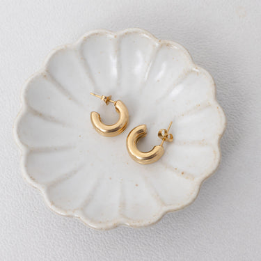 18K Gold PVD Stainless Steel Double Hoop Stud Huggie Earring