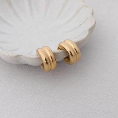 18K Gold PVD Stainless Steel Double Hoop Stud Huggie Earring