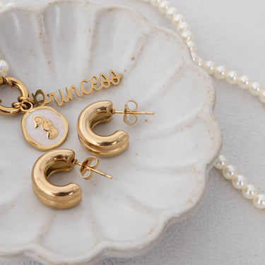 18K Gold PVD Stainless Steel Double Hoop Stud Huggie Earring