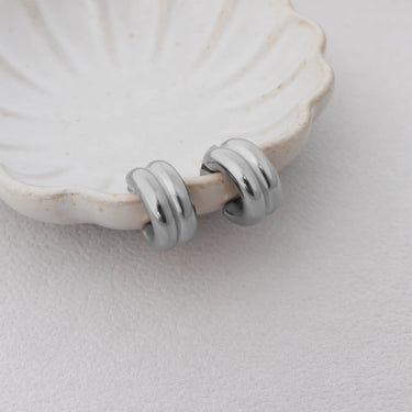 18K Gold PVD Stainless Steel Double Hoop Stud Huggie Earring