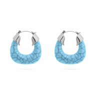 18K Gold PVD Stainless Steel Turquiose Chunky Hoop Earring / ERJ0111