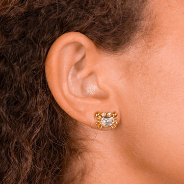 Gold Stone Crab Earrings 