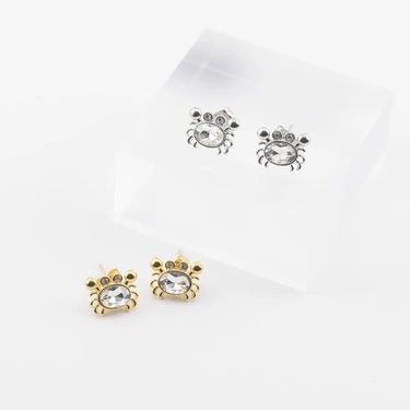 Gold and Silver Stone Crab Earrings 