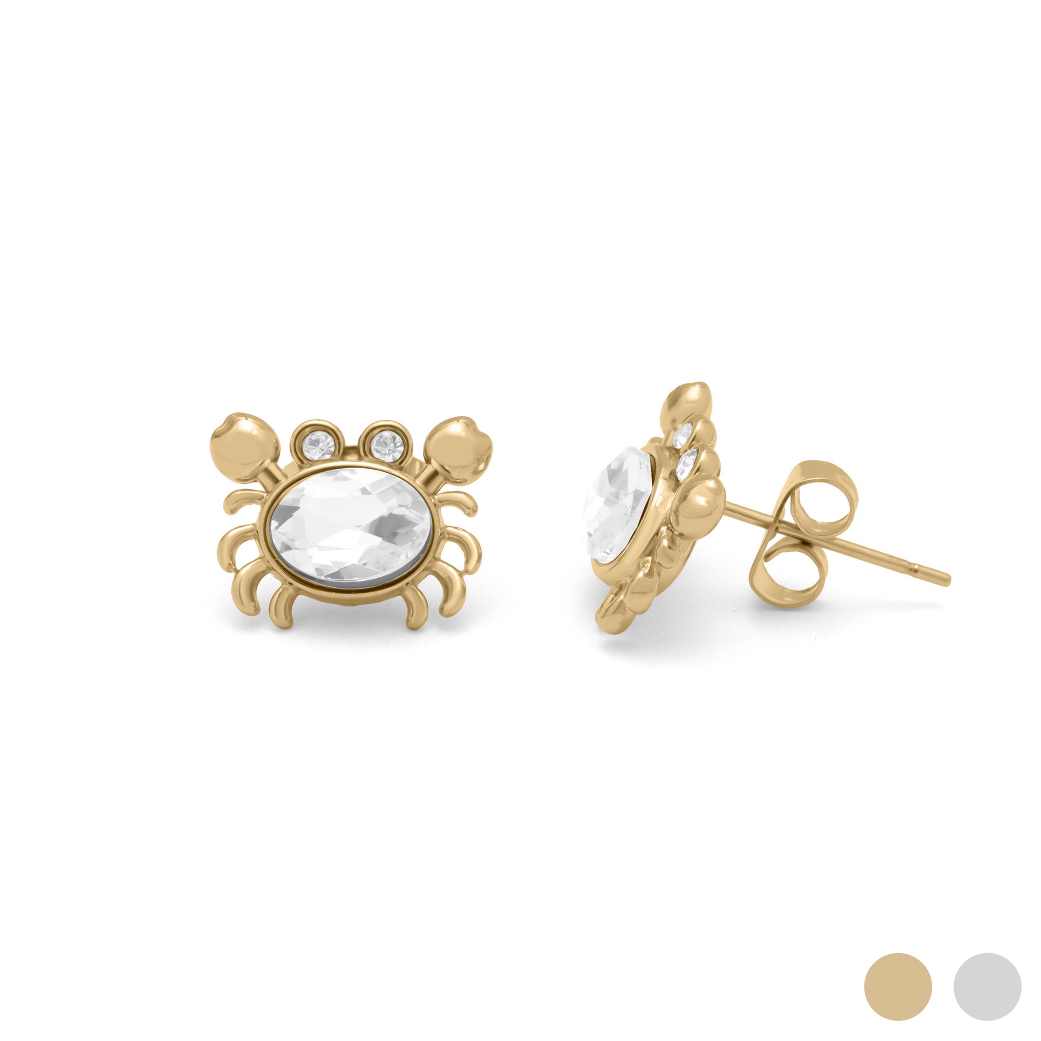 18K Gold PVD Stainless Steel Stone Crab Earring