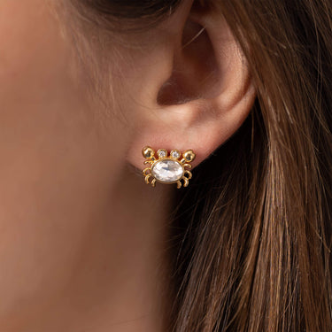 18K Gold PVD Stainless Steel Stone Crab Earring