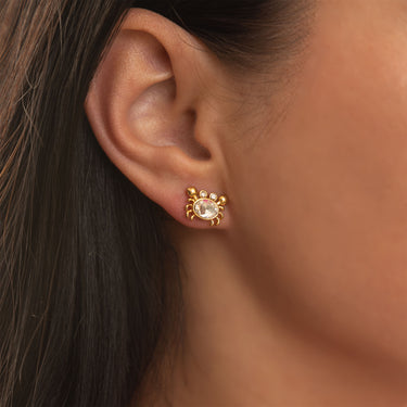 18K Gold PVD Stainless Steel Stone Crab Earring