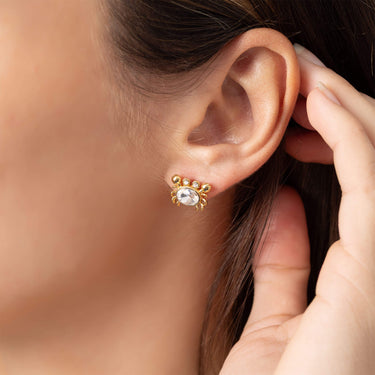 18K Gold PVD Stainless Steel Stone Crab Earring