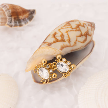 Gold Stone Crab Earrings 