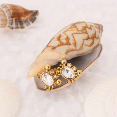 18K Gold PVD Stainless Steel Stone Crab Earring