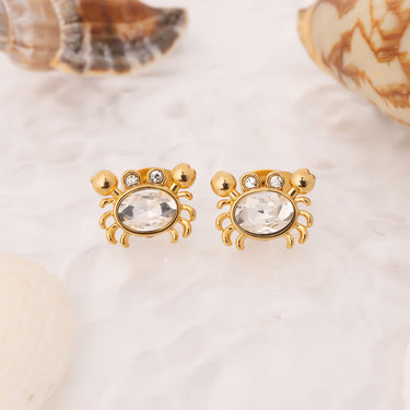 Gold Stone Crab Earrings 