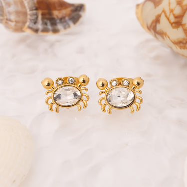 18K Gold PVD Stainless Steel Stone Crab Earring