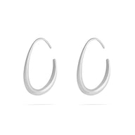 Pair of silver hoop earrings on a white background