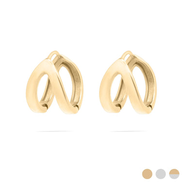 Gold hoop earrings on a white background