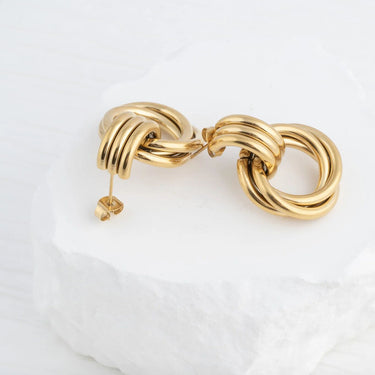 Wholesale jewelry 18K Gold PVD Stainless Steel Double Round Stud Earring- gold studio 