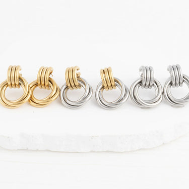 Wholesale jewelry 18K Gold PVD Stainless Steel Double Round Stud Earring- collection shot